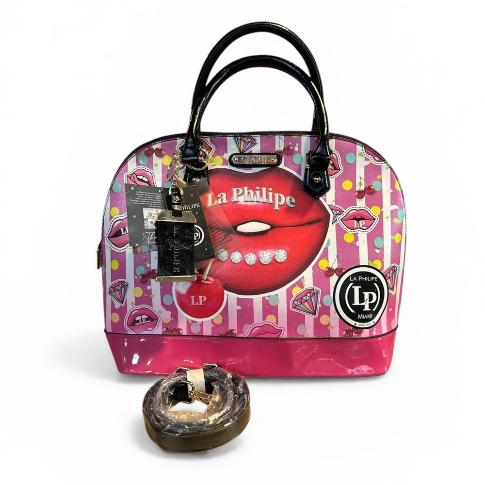 NWT La Philipe “Juicy Lips” Satchel with Glossy Trim